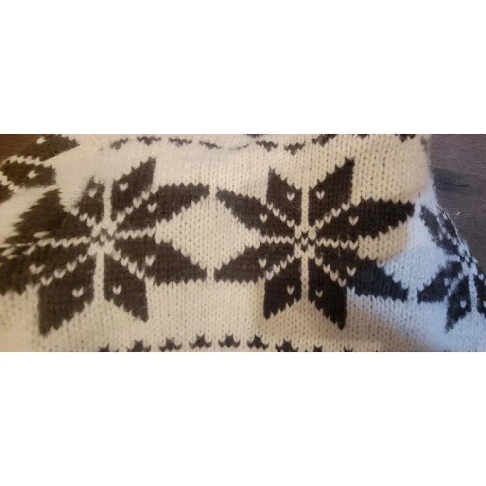 GAP Girl Open Cardigan Sweater Large 10-11 Wool Blend Cream & Brown Bunny Rabbit